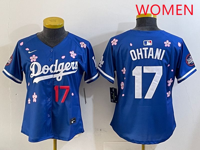 Women Los Angeles Dodgers #17 Ohtani Blue Sakura Edition 2025 Nike MLB Jersey style 6->women mlb jersey->Women Jersey